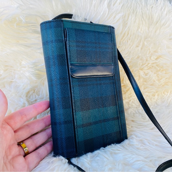 RALPH LAUREN blackwatch plaid leather wallet clutch crossbody bag vintage - Picture 11 of 14